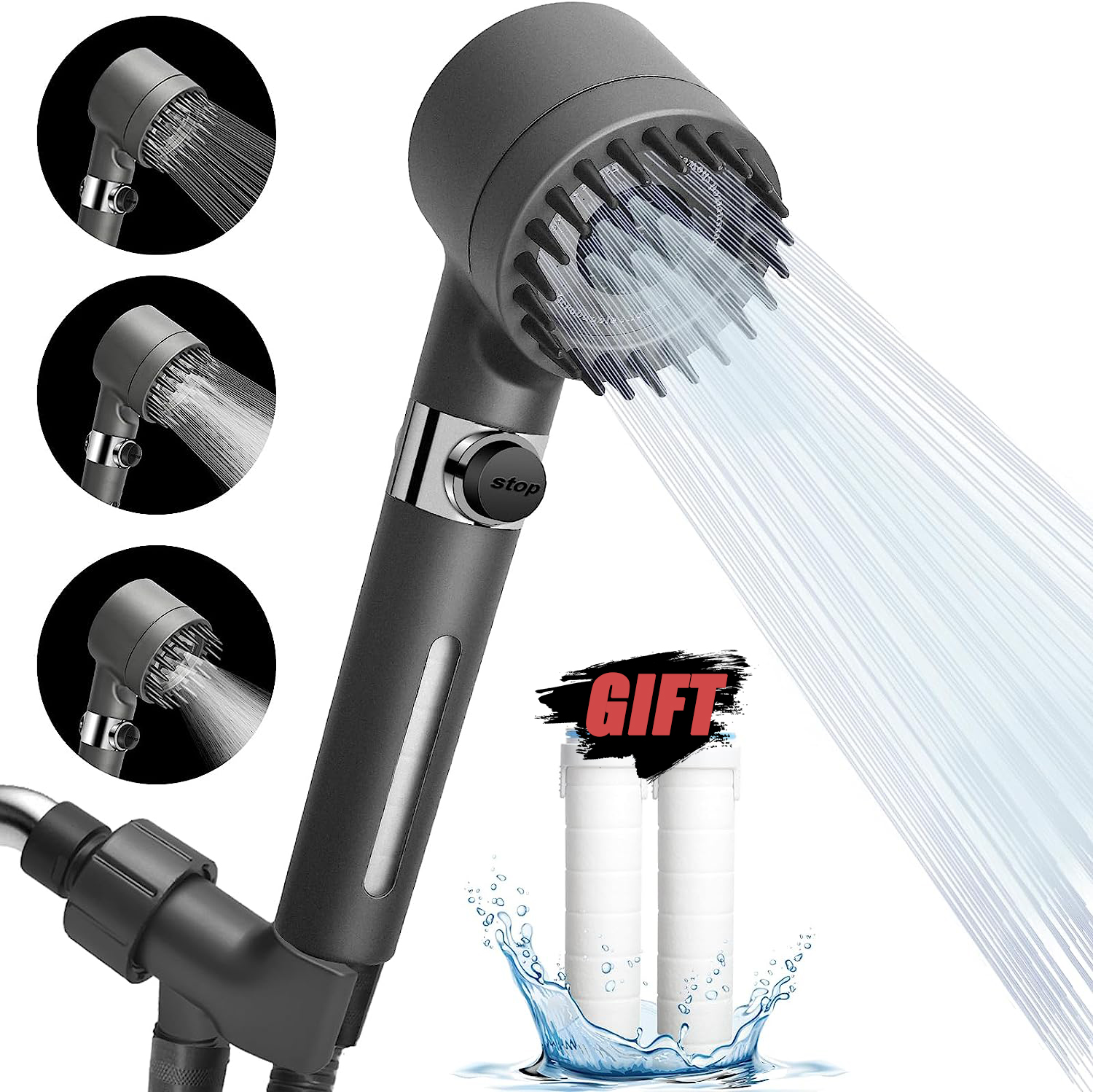 Home Bathroom Taps - High-pressure Shower Head 3-mode Adjustable Spray