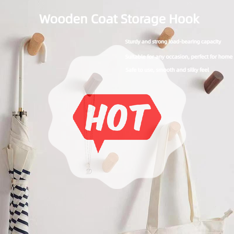 Home Bathroom Gadgets - Wall Hanger Wood Hook Beech Holder