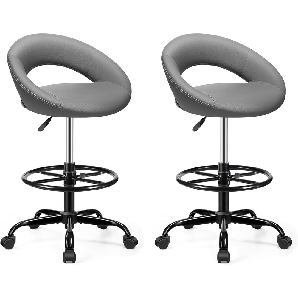 Home & Bathroom Building Products Pte Ltd Reviews - Gray 2-Pack Ergonomic PU Leather Swivel