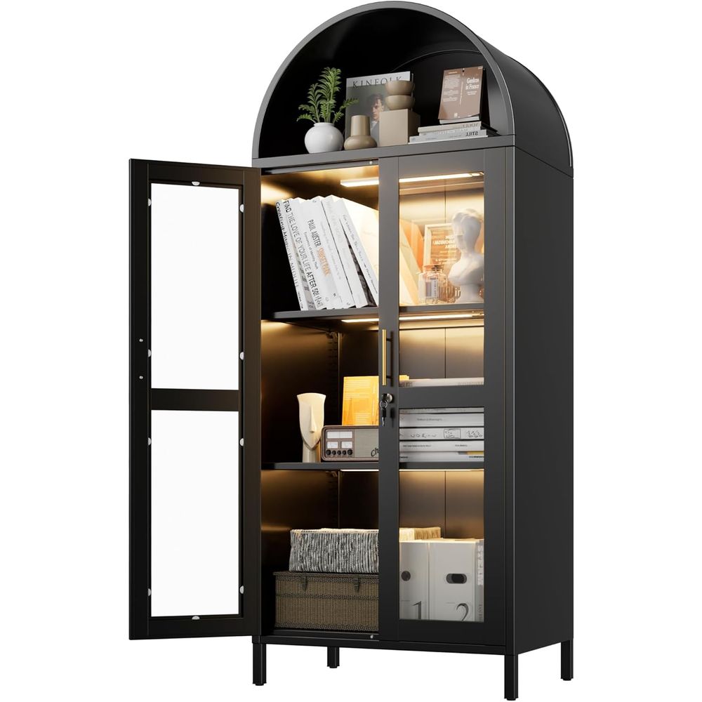 Home & Bathroom Building Products Pte Ltd Reviews - Arched Glass Display Cabinet with 3