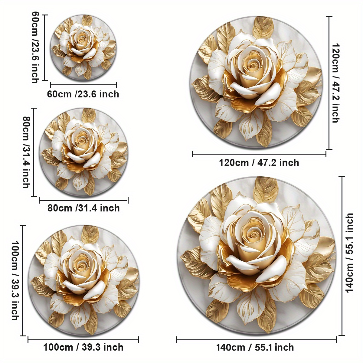 White Gold Rose Round Rug, Lux – обзор и цена Home Bathroom Door Design