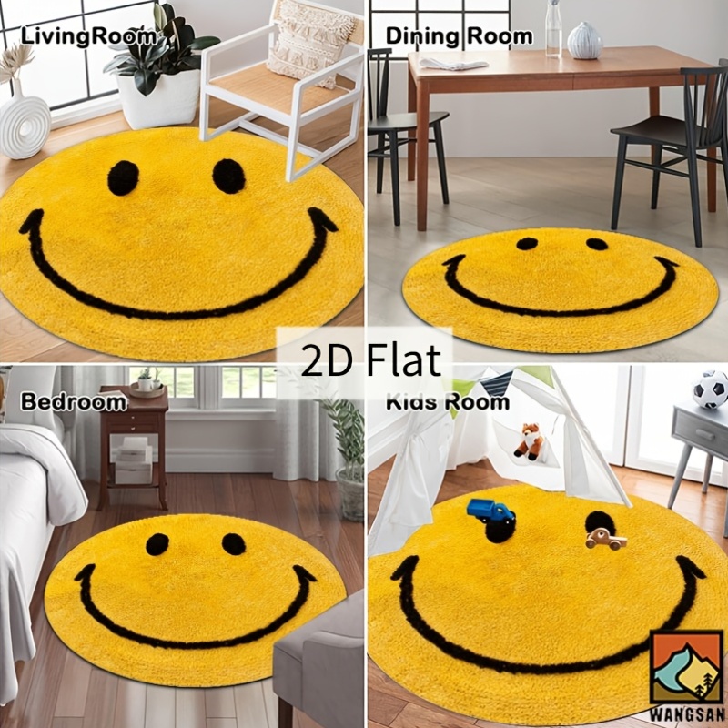 2D Round Flannel Rug Smiley Fa – обзор и цена Home Bathroom Door Design