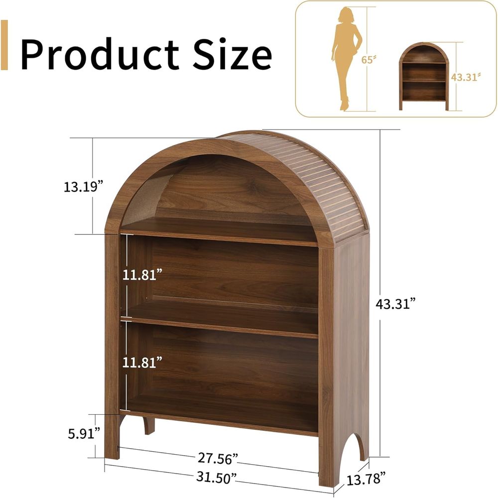 Walnut 3-Shelf Arched Bookcase – обзор и цена Home & Bathroom Building Products Pte Ltd Reviews