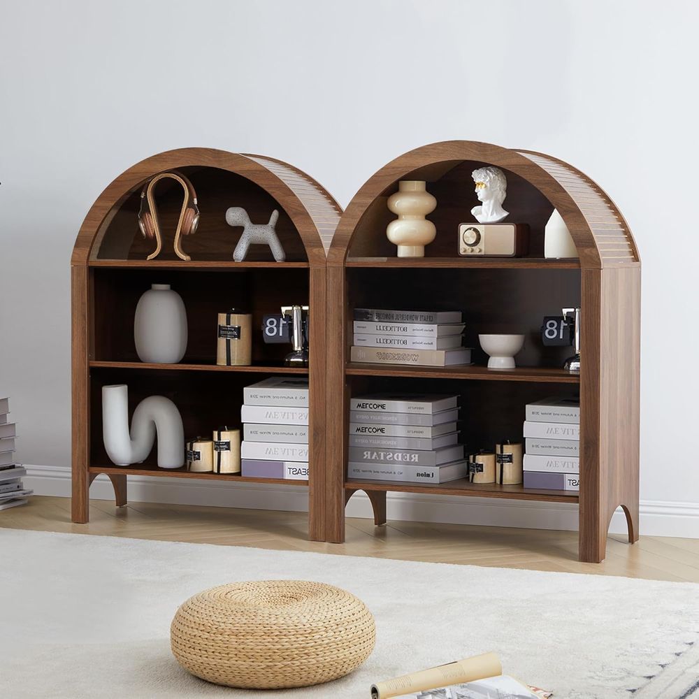 Walnut 3-Shelf Arched Bookcase – обзор и цена Home & Bathroom Building Products Pte Ltd Reviews